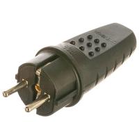 Вилка прямая с/з каучук 16А 250В IP44 (еврослот) Universal