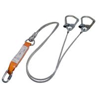 Строп "аБд+Кс" (исп.3) двойной строп из мет. троса с амортизатором, с 2-мя монт. и 1-м соед. карабин